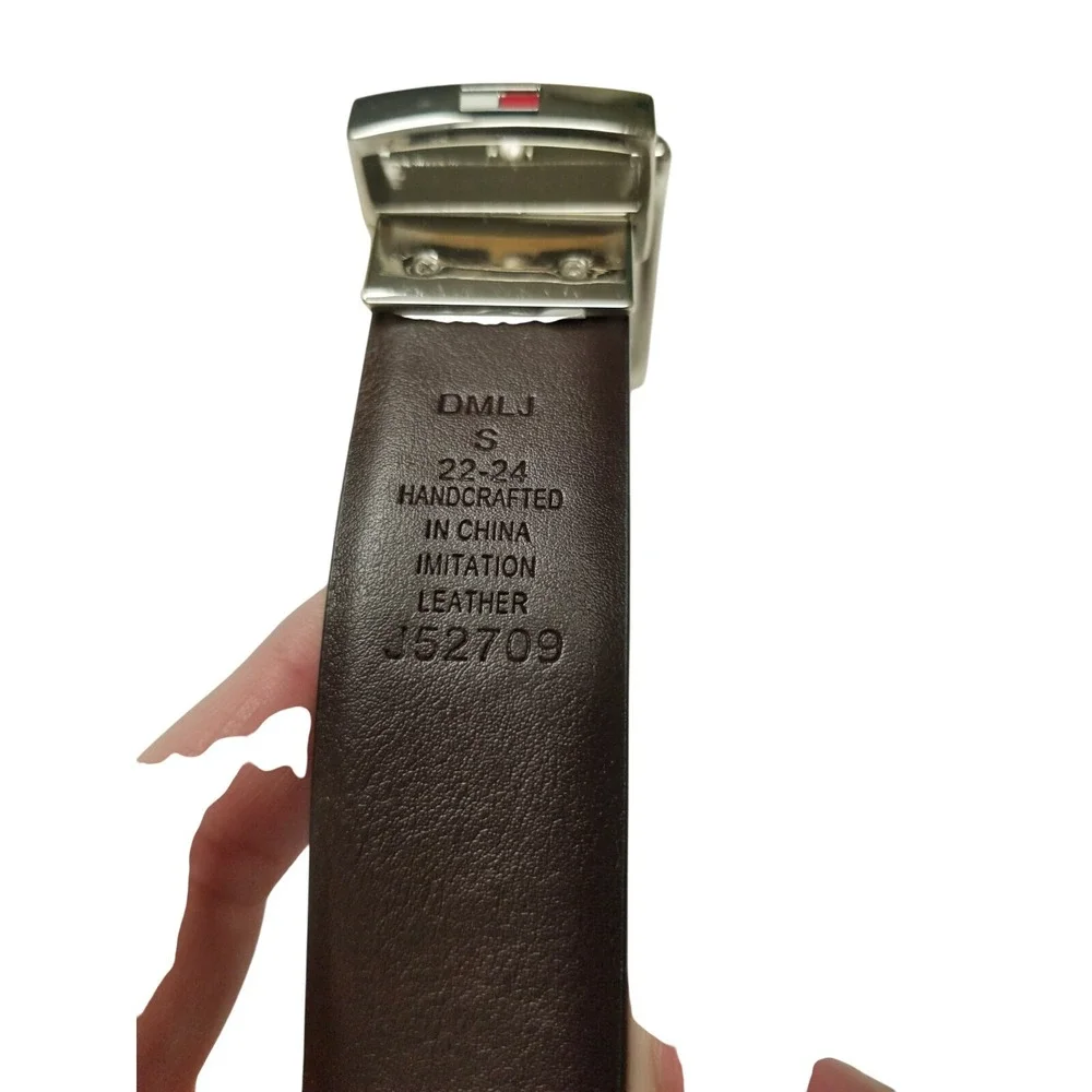 Tommy Hilfiger Reversible Belt Youth‎ Handcrafted S 22-24 Black Brown Silver